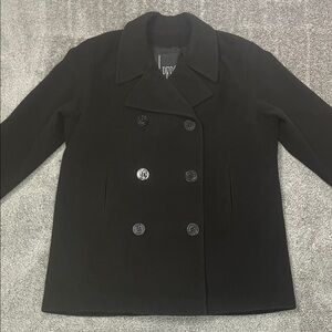 Black Wool Pea Coat Vintage J. Percy Size 14